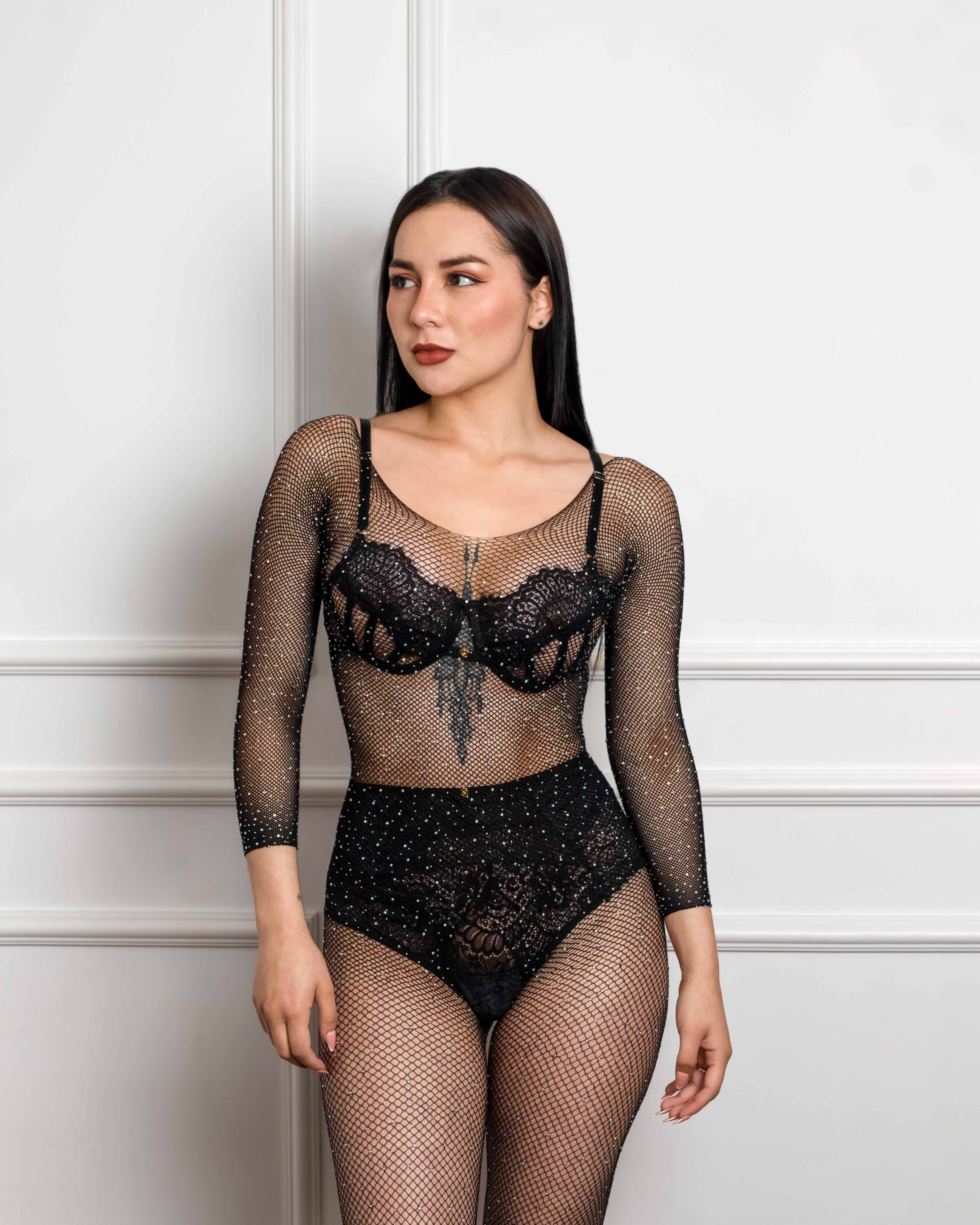 Brasier Giorgia + Panty Emmeline + Enterizo Agata – Negro