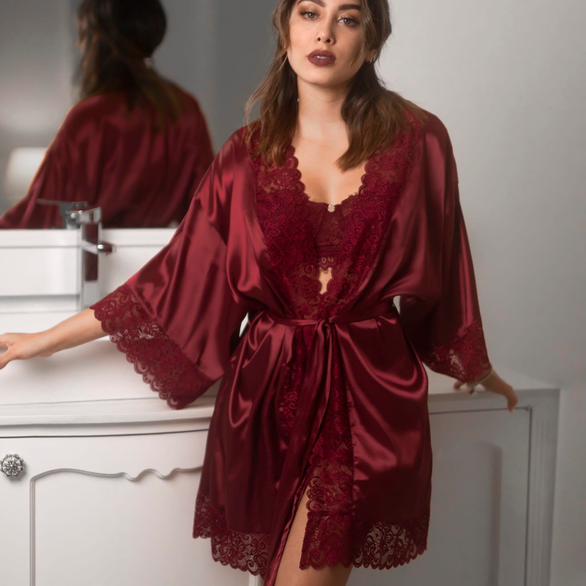 Kimono mini Diane - Vinotinto
