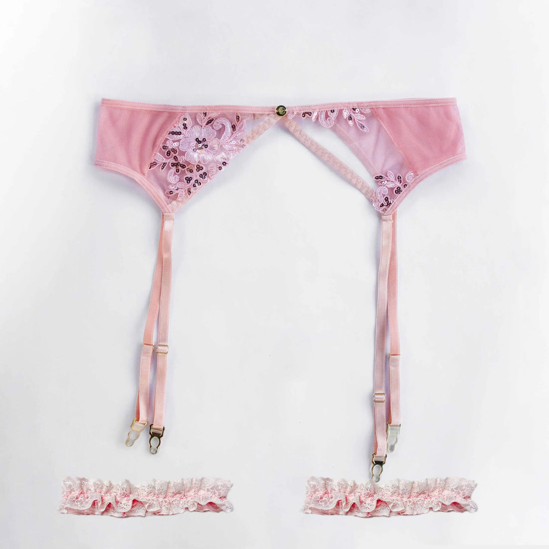 Liguero Mia Guipur + Ligas Rita – Rosado